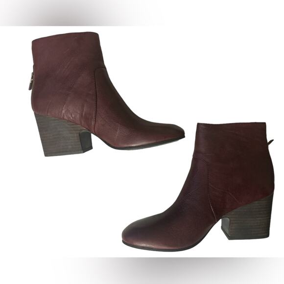 Eileen Fisher Harris Burgandy Leather Ankle Boots 7.5 - Picture 6 of 8